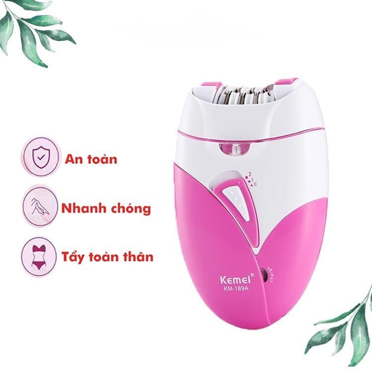 Máy tẩy lông nữ Kemei KM-189A, nhổ lông nách, lông chân tay sử dụng pin sạc - Bảo hành 12 tháng