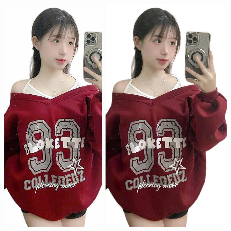 Product Introduction of Áo nỉ số 93 Cổ V mặc nhiều kiểu kèm yếm 2 dây gợi cảm hot trend 2025(MỎNG NHẸ, GIÁ RẺ,BÌNH DÂN) Top Women Hoodie 3