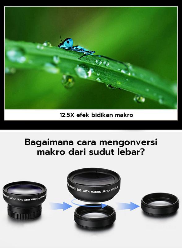 Product Introduction of 2 In 1 Lensa Super Wide Angle Lens Macro Smartphone Aksesoris Lensa Pembesar 12.5X Camera HP Dengan Klip Untuk Handphone Kamera 8