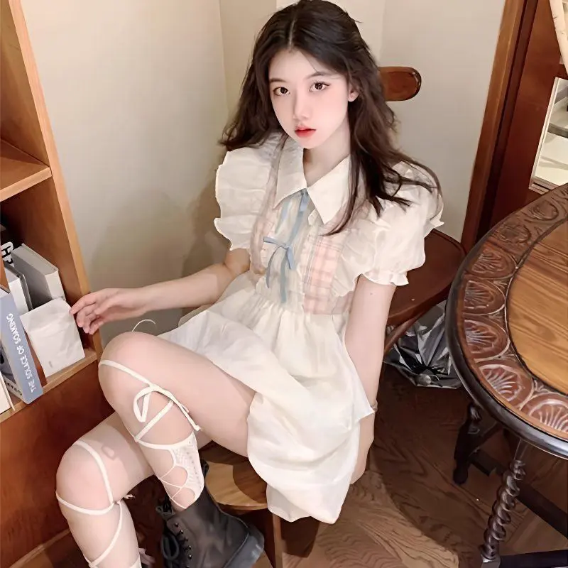 Váy Nụ, Phong Cách Ngọt Ngào Cho Bé Gái, Tay Phồng, Hàng Mới Về Mùa Hè, Thích Hợp Cho Trẻ Em Trung Bình Và Lớn, Tay Phồng, Váy Ngắn Phồng Công Chúa