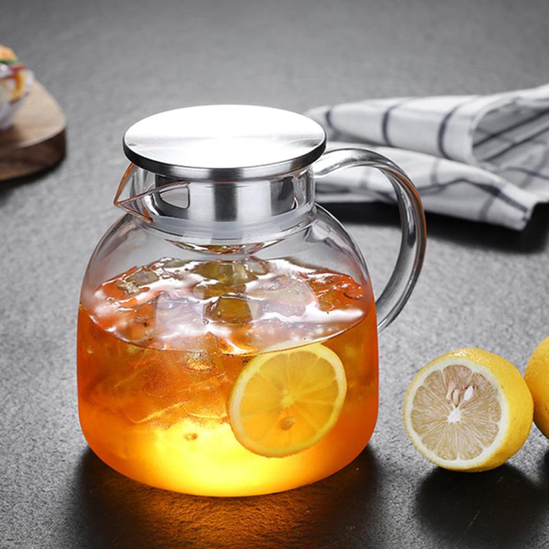 [Giá Sốc] Bình thủy tinh chịu nhiệt BĐN-02 Dung tích 1000ml, 1800ml; Bình đựng nước thủy tinh có nắp bằng Inox 304