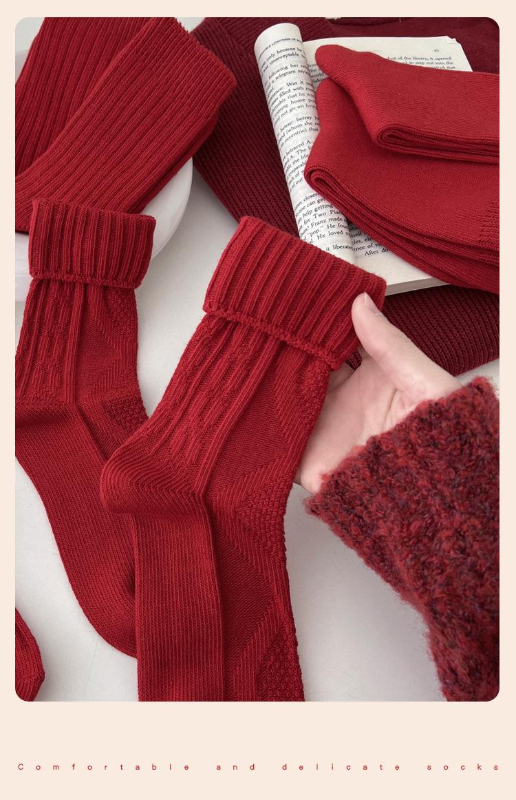 Product Introduction of Tất Đỏ, Cỡ Lớn, Tất Đỏ Năm Mới, Dành Cho Nữ, Tất Cotton Năm Long Tốt Lành, Phong Cách Nhật Bản, Tất Trung Bình Women 5