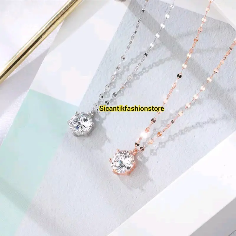 KALUNG TITANIUM WANITA PECAH KOPI LIONTIN MATA SATU ASLI TITANIUM TRENDING ANTI KARAT SELAMANYA KALUNG TITANIUM FASHION STYLE WANITA KOREA Harian Perempuan Ulang tahun Sukses Pria Wanita 4