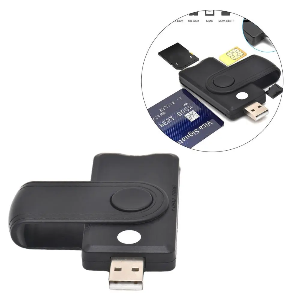 Hab Penyesuai Pembaca Kad USB 2.0, Saiz Padat, Berbilang Slot, Kapasiti Tinggi, Serasi dengan / Linux, Kad Bank Micro SD / TF, SD / SIM, Sesuai untuk Komputer Riba PC