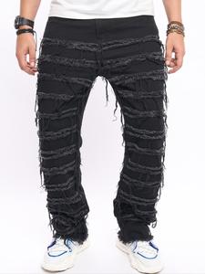 Men's Ripped Pocket Jeans, Loose Casual Comfy Denim Trousers for Daily Outdoor Wear, Fashion Men's Bottoms for All Seasons, Cotton