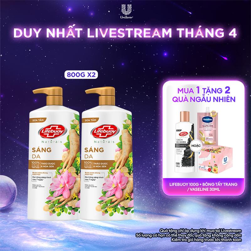 Combo 2 Sữa tắm Lifebuoy Thảo dược & Hoa sen Detox và Bảo vệ khỏi vi khuẩn 800gx2 [1]