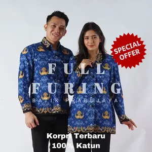 Baju Seragam Korpri Terbaru Wanita Pria Atasan Full Furing Kerah Hitam Lengan Panjang Bahan Kain Katun Lembut Kerja Kantor Formal
