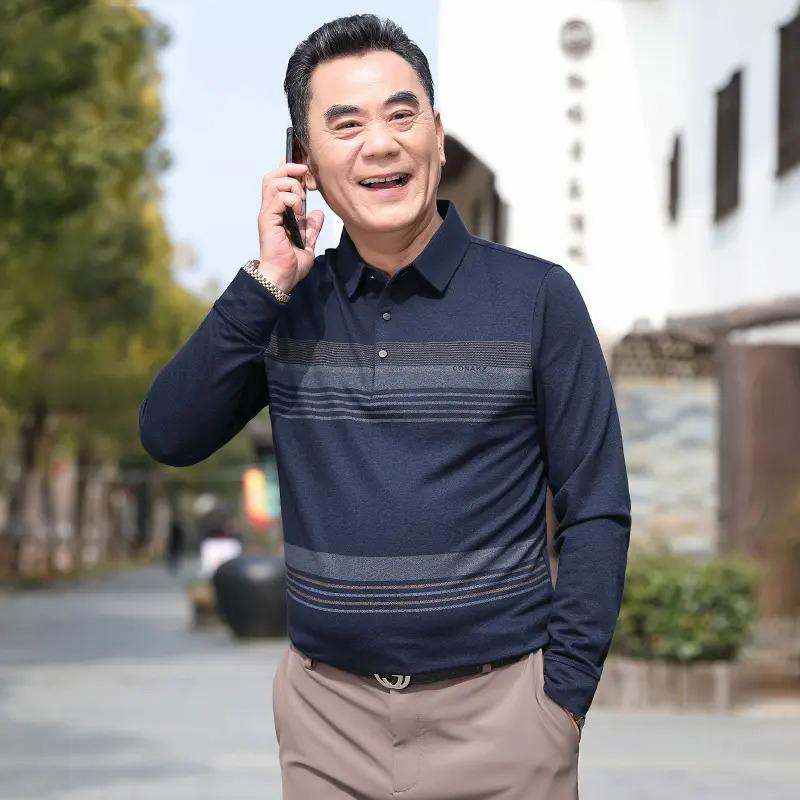 Áo Thun Nam Dài Tay Trung Niên Thu Đông Chất Liệu Cao Cấp - Có Cổ