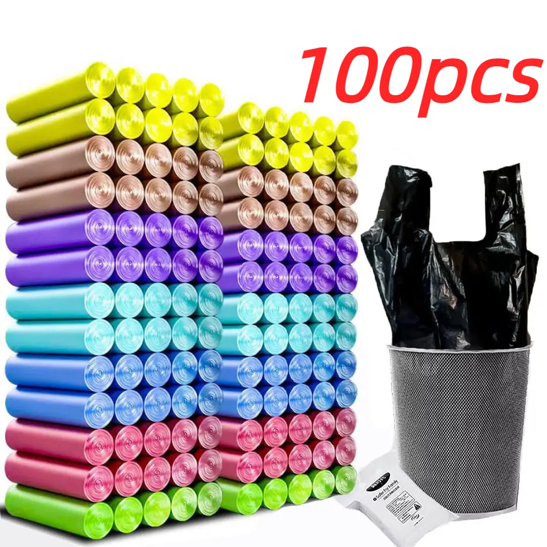 100pcs garbage bags disposable trash bags big waste bag trash can waste bin storage box holder trash bin kitchen home convenient