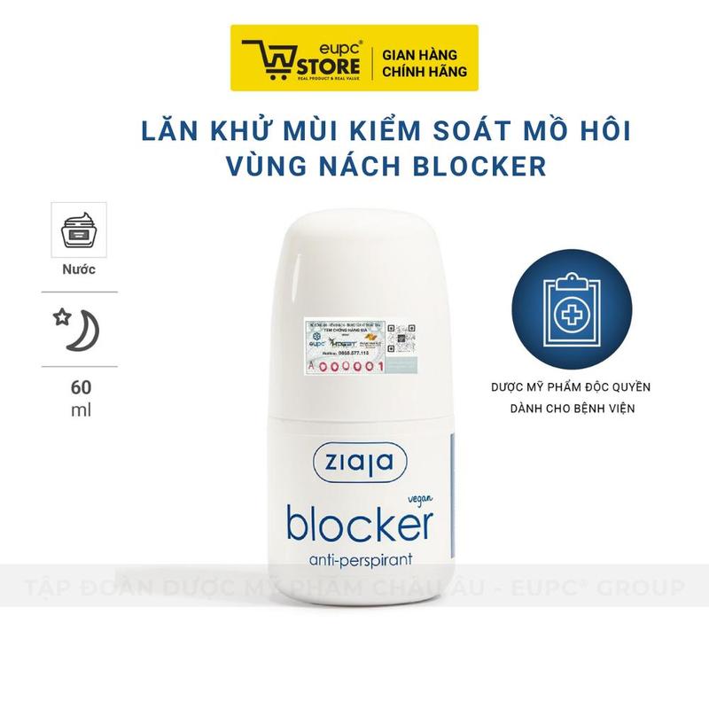 Lăn Khử Mùi Kiểm Soát Mồ Hôi Vùng Nách Ziaja Blocker 60ml Thấm Nhanh, Không Để Lại Vệt Trên Áo EUPC STORE