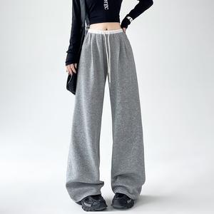 American Gray Sports Pants for Women In Summer High Waisted Straight Leg Wide Leg Trousers Loose Casual Sweatpants Basic Lingerie Womenswear Bottom Minimalist