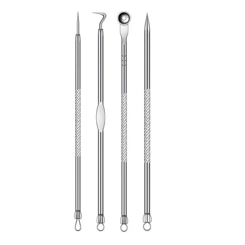 Bộ 4 dụng cụ nặn mụn đầu đen bằng thép không gỉ chăm sóc da mặt tiện lợi