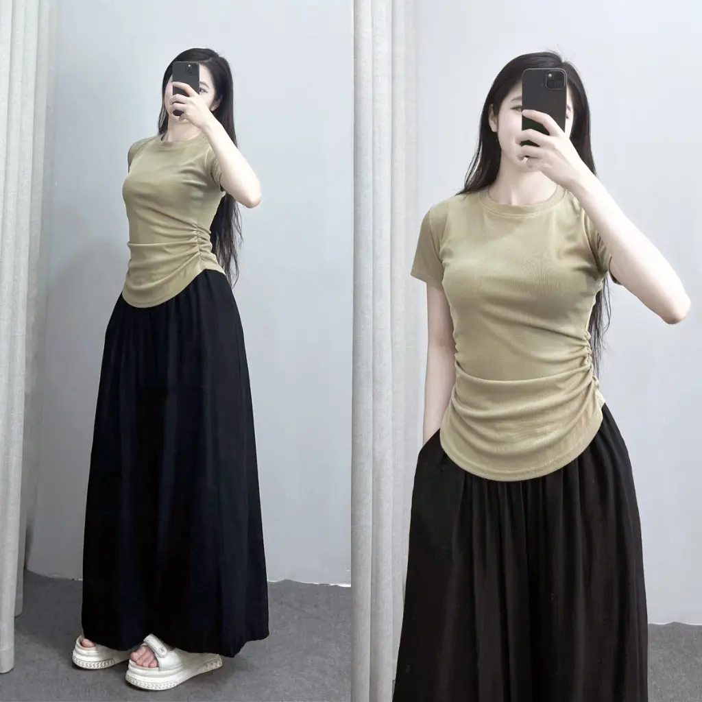 Áo Thun Nữ Ngắn Tay Chất Tăm Kiểu Dáng Nhún Eo Vạt Tròn, Áo Phông Nữ Ngắn Tay Cổ Tròn BigSize 271T | BigBuy360 - bigbuy360.vn Áo Thun Nữ Ngắn Tay Chất Tăm Kiểu Dáng Nhún Eo Vạt Tròn, Áo Phông Nữ Ngắn Tay Cổ Tròn BigSize 271T | BigBuy360 - bigbuy360.vn