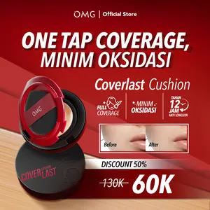 [EXCLUSIVE TOP CREATOR] OMG Oh My Glam Coverlast Cushion 15g - Cushion Foundation Concealer Skin Tint Make Up - High Coverage Dewy Finish - Poreless Cushion - Glow Cushion - Tahan Lama Hingga 12 Jam Tanpa Oksidasi - Menyamarkan Kemerahan, Bekas Jerawat