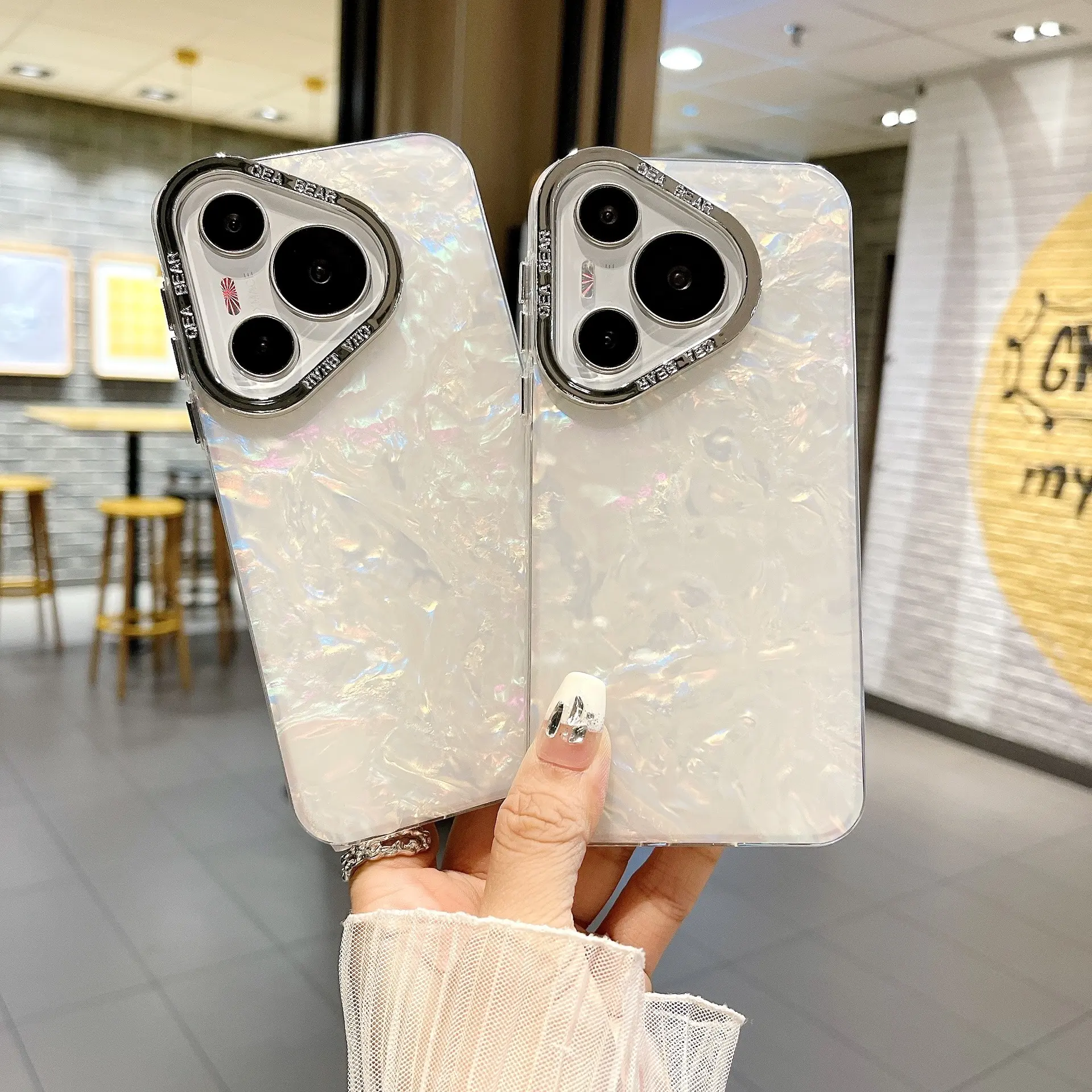 Shell Pattern Compatible with Huawei Pura70 Phone Case P70Pro Feather Gauze Pura70Ultra Protective Cover for Women Soft