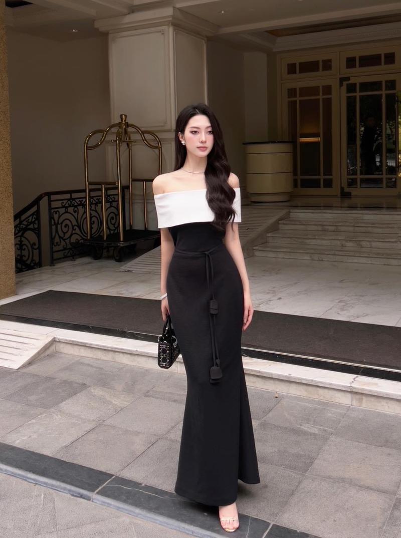 Product Introduction of ￼Đầm trễ vai dáng dài “ Shirina “ chất liệu xốp nhăn cao cấp sang chảnh by EM DESIGN 11