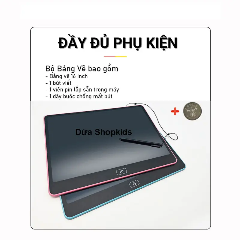 [16 Inch] Bảng Viết Tự Xóa 16 Inch Đa Sắc Bảng Vẽ Tự Xóa Thế Hệ Mới Thông Minh Bảng LCD Tự Xóa 12 inch, 13 inch, 16 Inch - Dừa Shopkids 3