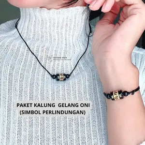 Gelang Kalung Oni Savana dengan Batuan Black Onik 6mm