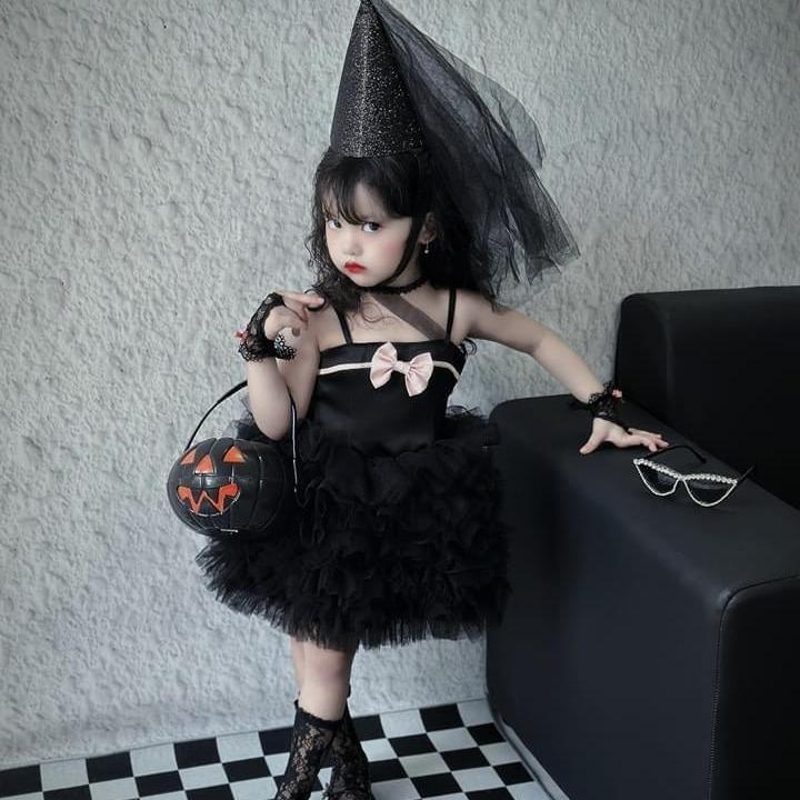 Đâm công chúa 2 dây đen halloween Cho bé gái Chưa bao gồm phụ kiện váy xinh