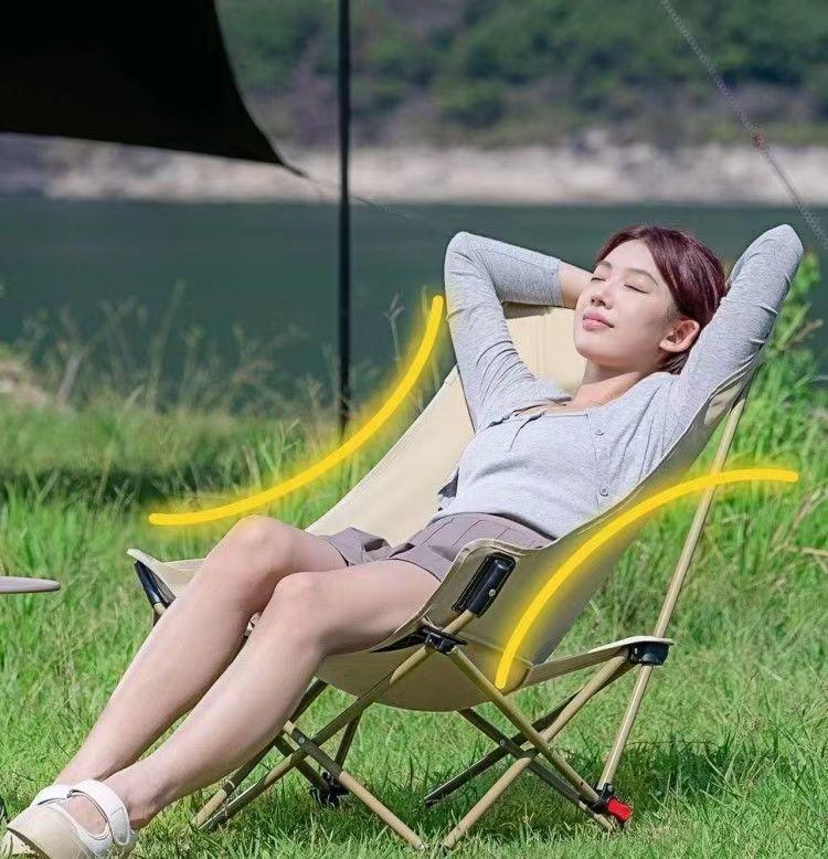 Product Introduction of Outdoor Folding Chair Moon Chair ThreeGear Adjustable Recliner Picnic Portable Camping Chair Folding Chair Lunch Break Beach Chair 13