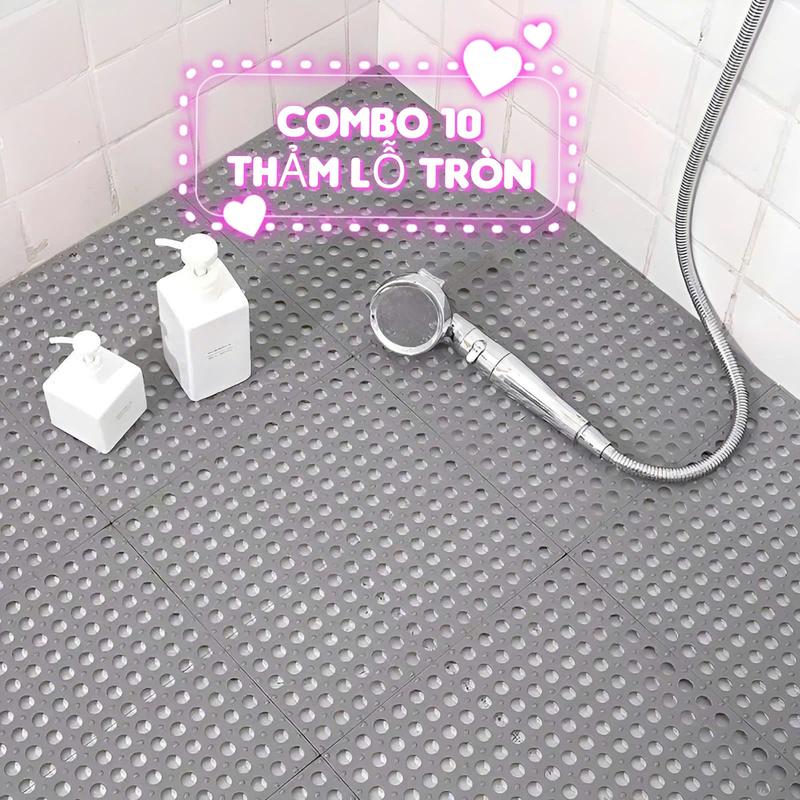 COMBO 10 TẤM nhựa LỖ TRÒN lót sàn nhà tắm thảm nhựa lỗ lót sàn cho bể bơi,chống trơn Tranh trượt kháng khuẩn KT 30x30X1cm HÀNG VNXK