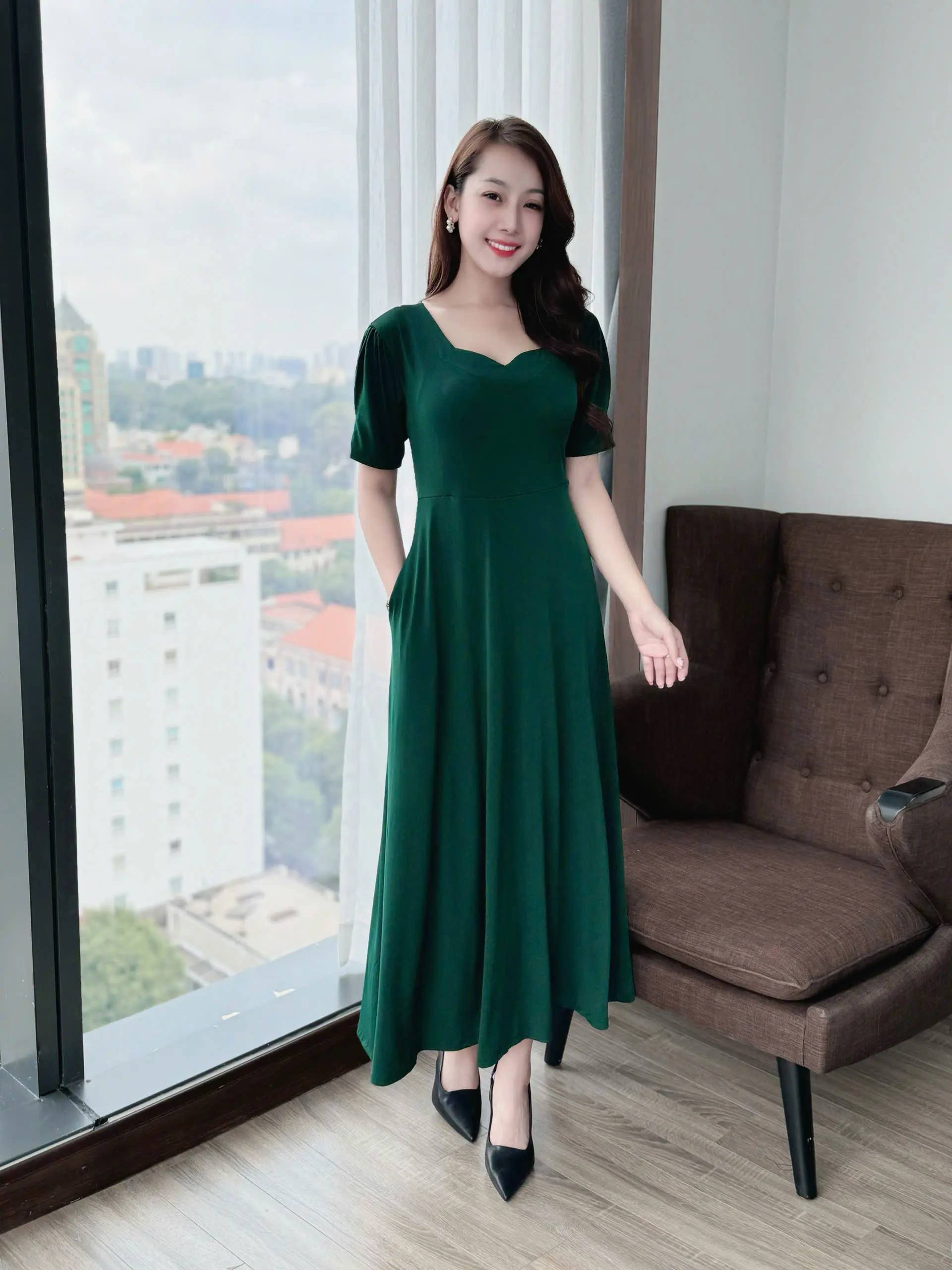 [ Giá Tận Xưởng ] Váy Đầm Trung Niên Nữ Cho Mẹ Họa Tiết Dáng Dài - Thời Trang Cho Người Lớn Tuổi Trung Tuổi U40 U50 MÃ 22