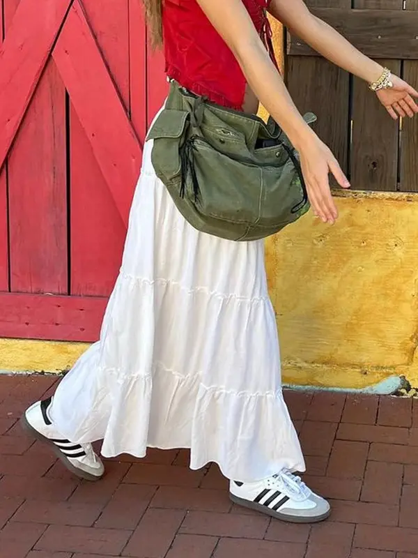 Women's Frill Ruffle Hem High Waist Skirt, Summer Outfits 2024, Boho A Line Skirt for Holiday Vacation, Ladies Spring & Summer Bottoms 5