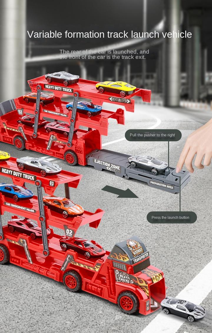 Product Introduction of Children's toy folding deformation transporter catapult alloy car engineering car police car baby boy toy car 14