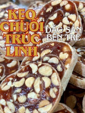 1Kg Kẹo Chuối Đậu Phộng Cuộn Bánh Tráng Truyền Thống Bến Tre Thức Ăn Topping Foods - 100% Nguyên Liệu Tự Nhiên - Đậu Phộng Gừng mứt 