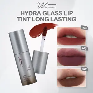 WindWind Matte Lip Glaze Silky Velvet Mist Lip Mud Smooth Lip Cream Tabung perak kecil glasir bibir coklat tanah beludru matte glasir bibir