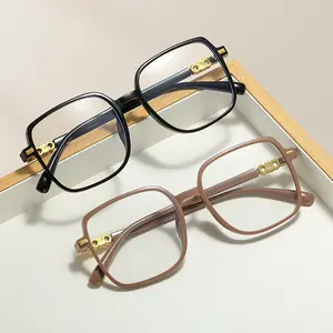 Kacamata Anti Radiasi Persegi Lensa Normal Style Korea Bingkai Retro Petak Eyeglasses High Quality  Plastik Eyewear