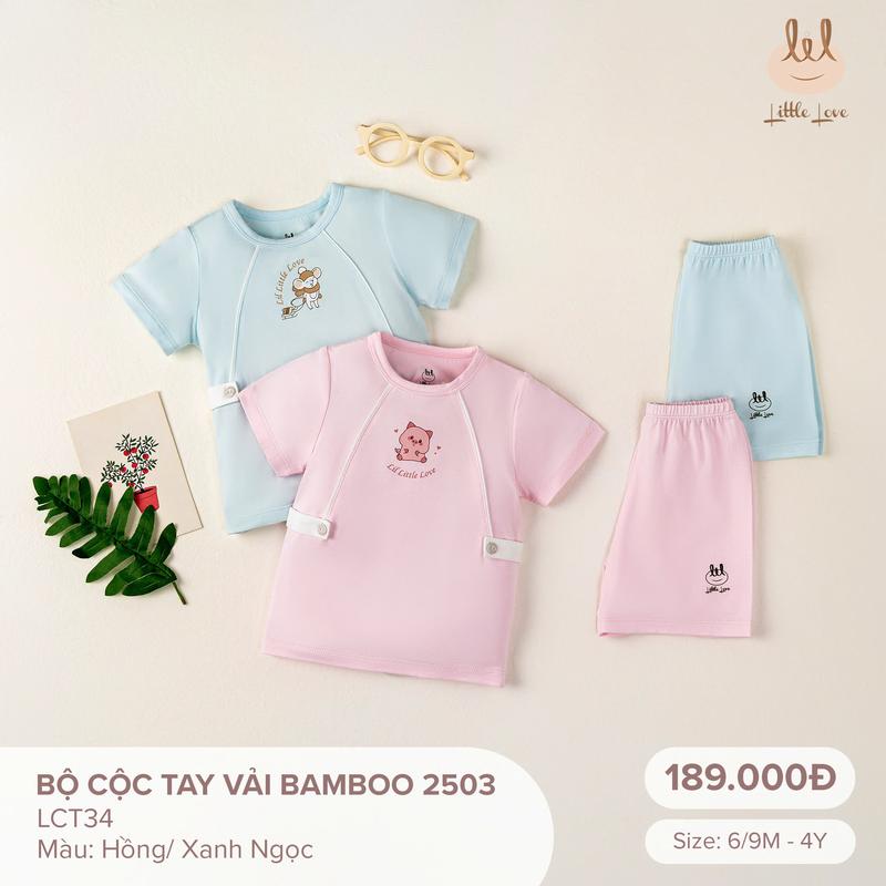 bộ cộc tay chất bamboo  dành cho bé Lil Little Love từ 6m đến 4y siêu mềm mịn (LCT34)