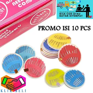 [SSM] (PROMO ISI 10 PCS) Jarum Jahit Tangan Bulat Piring Set Isi 12 / Jarum Set Wadah Bundar / Jarum Stainless Assorted Needle Compacts