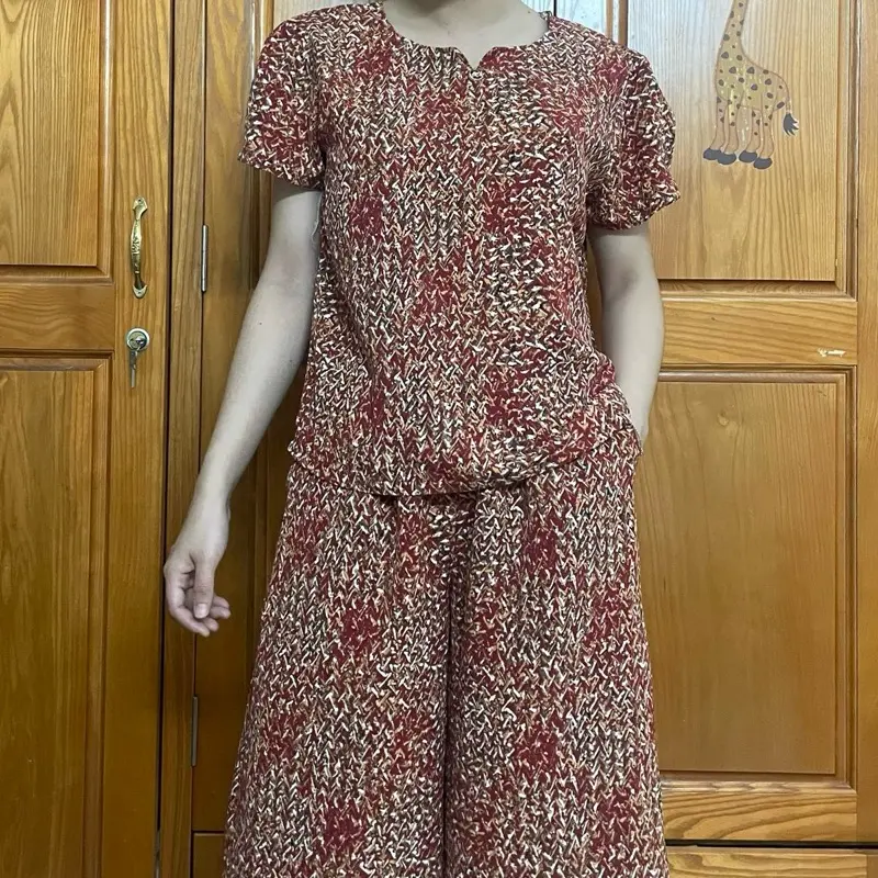 Bộ lụa hàn châu quần ống váy mát nhẹ