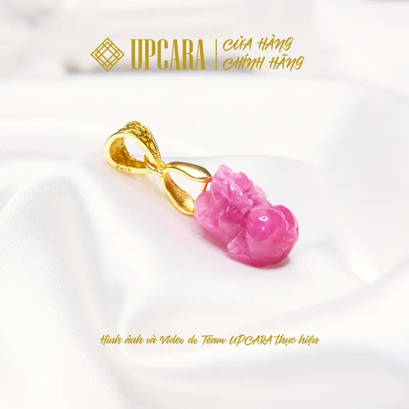 Mặt dây chuyền, mặt nhẫn tỳ hưu r u b y thái màu hồng chiêu tài lộc hợp mệnh hoả thổ UPCARA 0