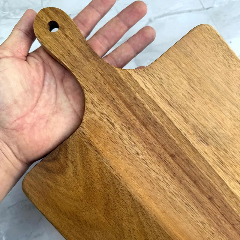 Wooden Pizza Board with Handle, 1 Count Wooden Food Tray, Kitchen Restaurant Hotel Bar Entertainment Convenient and Practical Outdoor Barbecue 3
