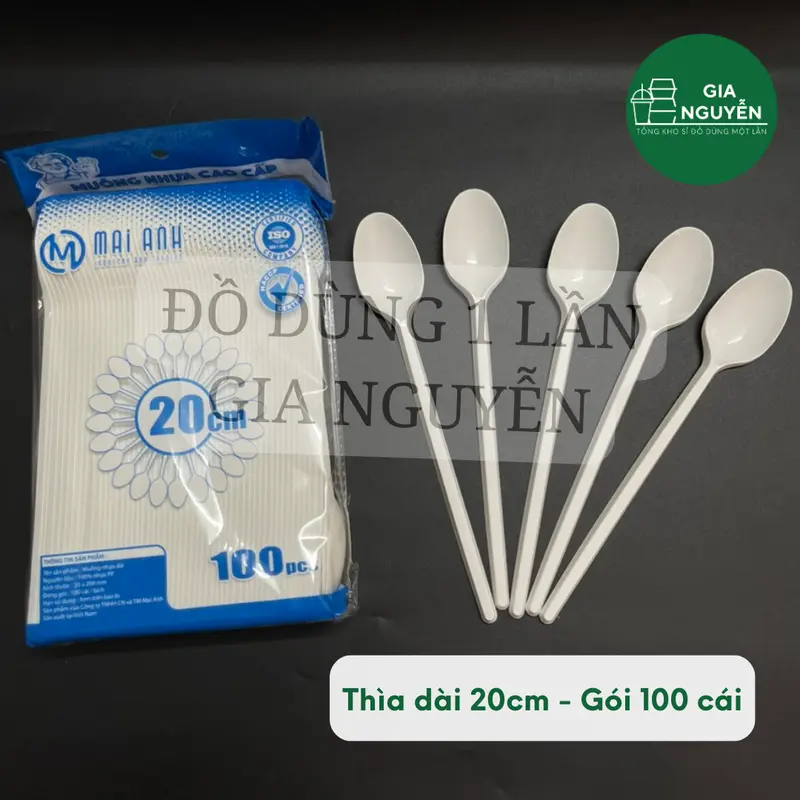 Thìa Nhựa Dài Màu Trắng Cao Cấp Dùng Ăn Chè, Cháo, Súp,... 4