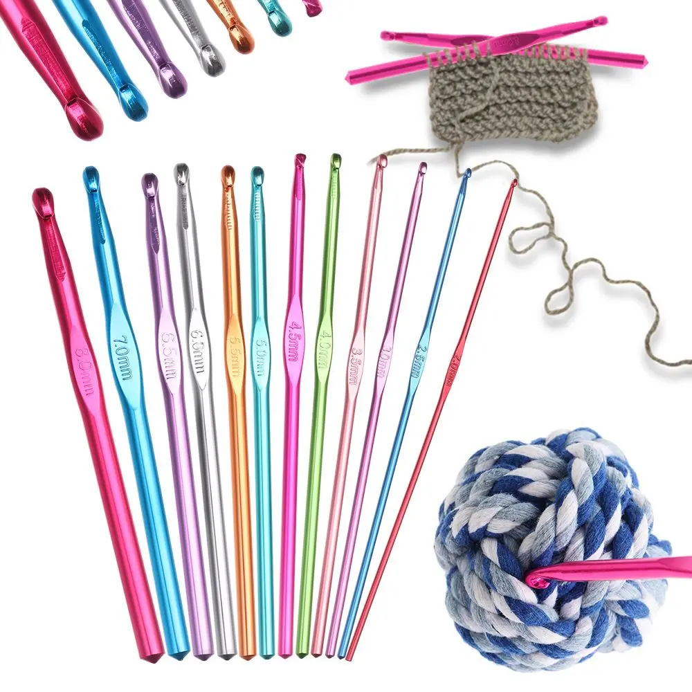 Crochet Hook Set Tunisian Afghan Aluminum Knitting Crochet Sewing Accessories Crochet Needles Knitting Needle