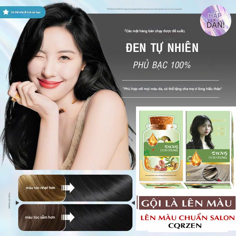  ĐEN TỰ NHIÊN  PHỦ BẠC TỐT   Hộp 10 Gói 30ml  Dầu Gội Nhuộm Tóc Dầu Gội Phủ Bạc Không Gây Kích Ứng Đen Tự Nhiên Chỉ Nhuộm Tóc Đổi Màu nhuộm thuốc 