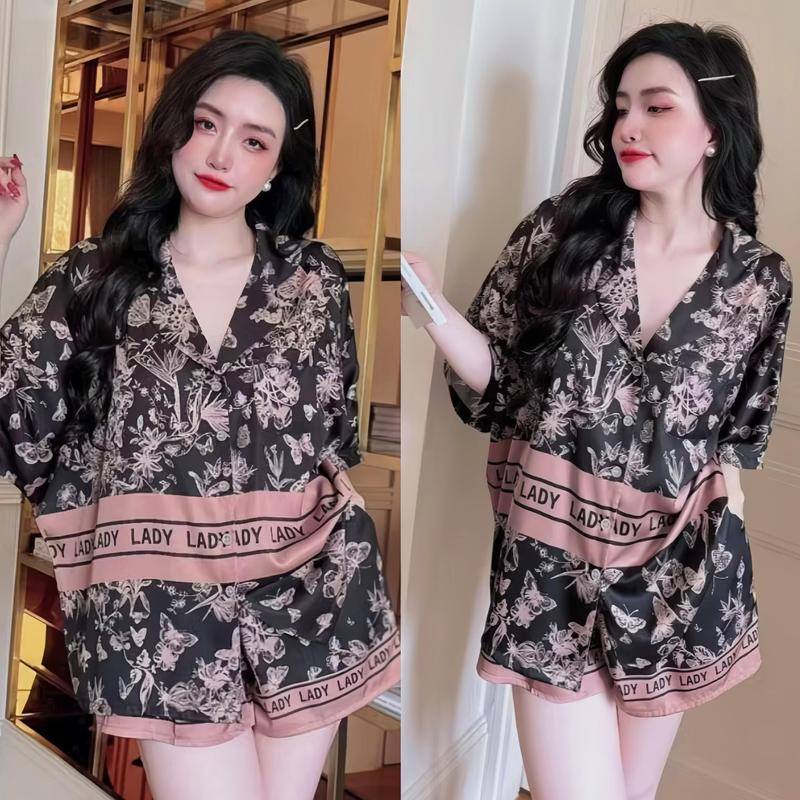 Bộ Ngủ Set Đùi Pijama Form Cánh Dơi Lụa Latin Có Túi Áo Cao Cấp P15 Women Nữ