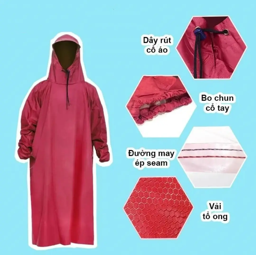 Áo Mưa Bít Vải Dù Da Cá 1m2 & 1m4 ( Giá Sỉ Xưởng Việt Nam - Siêu Bền, Không Xẻ Tà Kích Thước Tùy Chọn. Che kín người, Áo Mưa 1 Đầu Một Người,... )