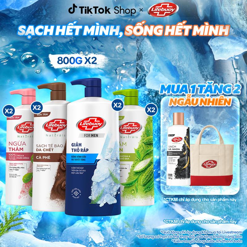 KOL Live 6 Combo 2 Sữa tắm Lifebuoy Chăm Sóc Chuyên Sâu giúp detox sạch sâu và giảm mụn trên da 800g x2 6