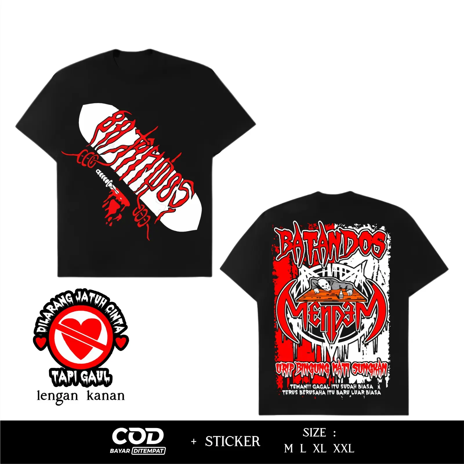 Kaos Netral Batandos Mendem Urip Bingung Mati Sungkan Sablon DTF Desain Terbaru By Inzavibe