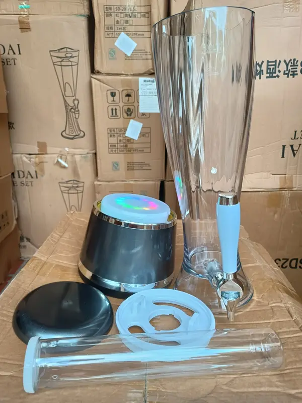 Tháp Bia (Bình đựng cocktail) 3 lít HC Đèn Led Sạc Pin Tự động chuyển màu mẫu mới nhất 2023 6