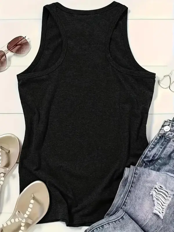 【Plus Size】 Solid Color Tank Top, Casual Sleeveless Round Neck Top for Daily Wear, Women's Plus Clothing for All Seasons 5