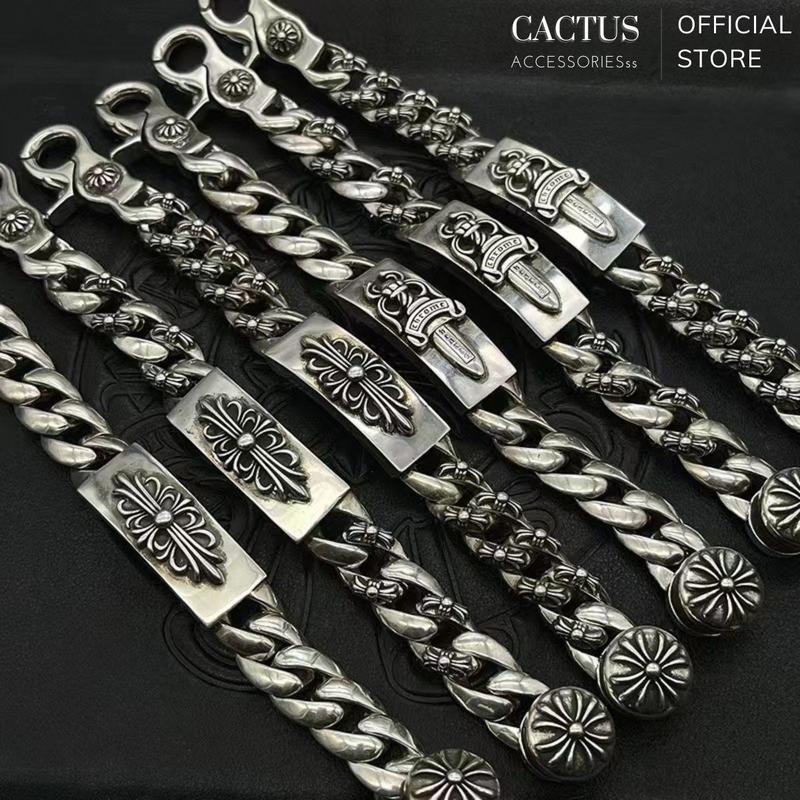 Vòng tay Chrome Hearts Lắc tay xích phong cách Retro Unisex nam nữ bạc s925