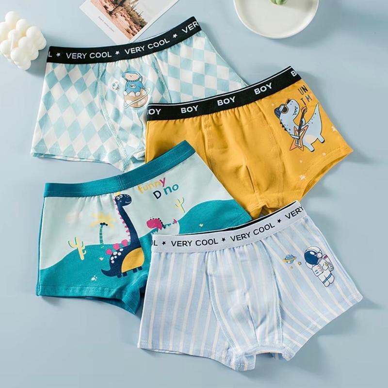 (Khủng Long -phi hành gia)Sét 4 quần lót  quần Chip đùi bé trai ,quần Chip cao cấp,quần sip cho bé trai cotton mềm ,co giãn,nhiều màu ,hoạ tiết dễ thương 0