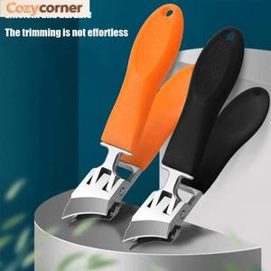 Gunting Kuku Melengkung untuk Lelaki, dengan Bukaan Rahang Lebar, Pemegang Serong Panjang, Tiada Percikan, Pemangkas Kuku, dengan Bukaan Jari, Sesuai untuk Manikur dan Pedikur