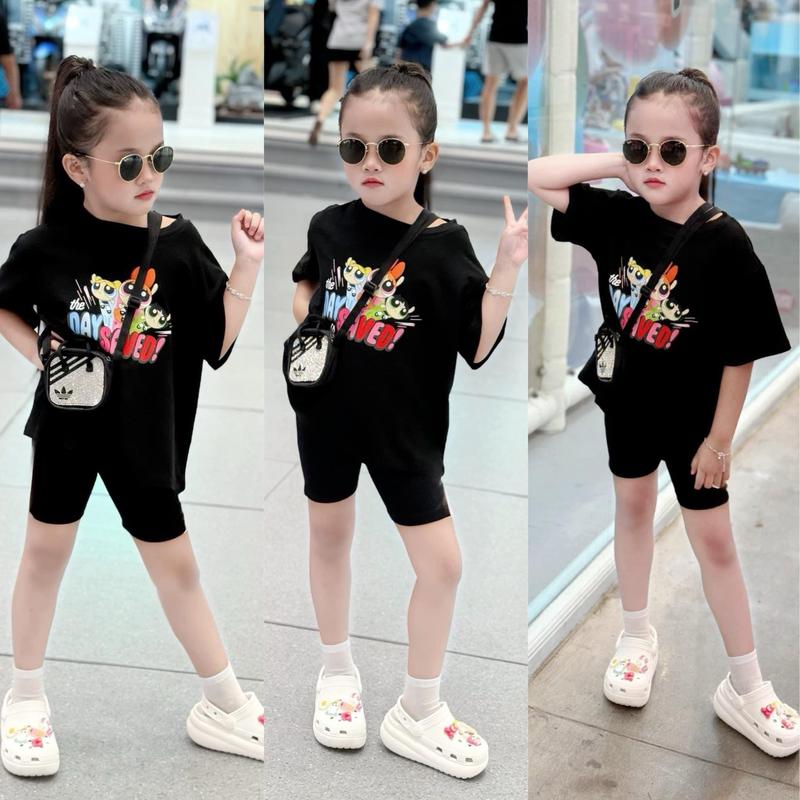  Set bộ legging cho bé gái hình the powerpuff girl set áo phông quần legging siêu co dãn trẻ em.TPKIDS. M726  