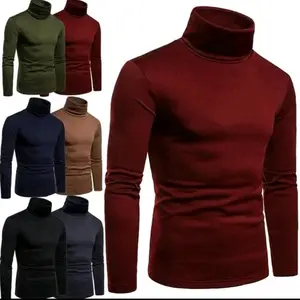 sweater rajut tebal model turtleneck cowok lengan panjang dengan krah tinggi knitwear  pria sweater baju Santai Polos